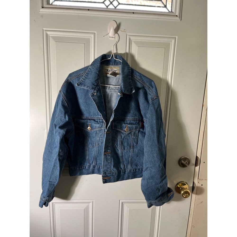 Tickets Clothing button front blue jean denim jacket size Small.